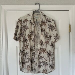 Report Collection Cream and Brown Palm Print Shirt